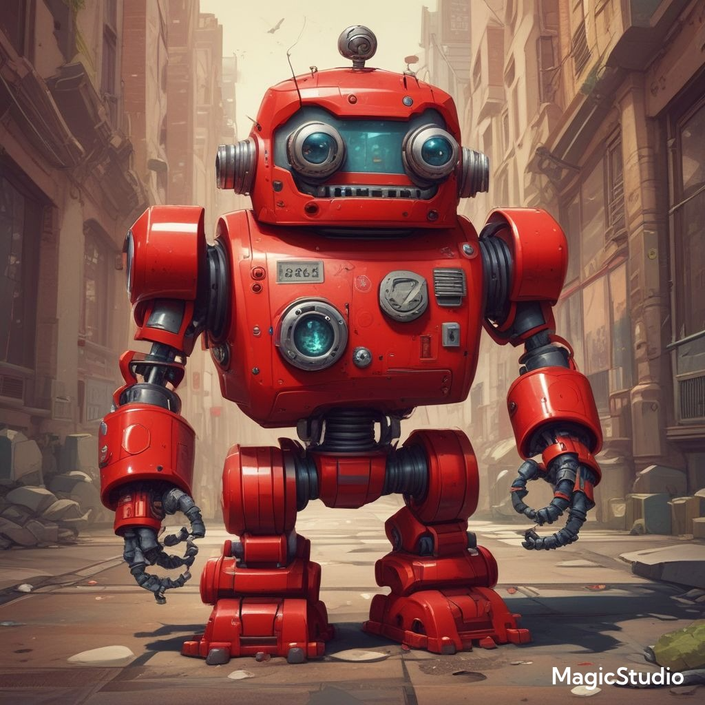 a cute, friendly red robot
